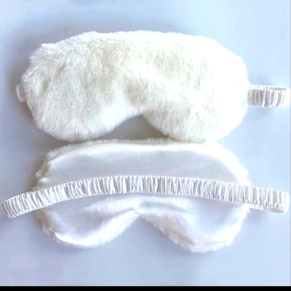 Luxurious Plush Silk Satin Faux Fur Eye Cover Sleep Rest Meditation Travel Mask - Picture 3 of 3